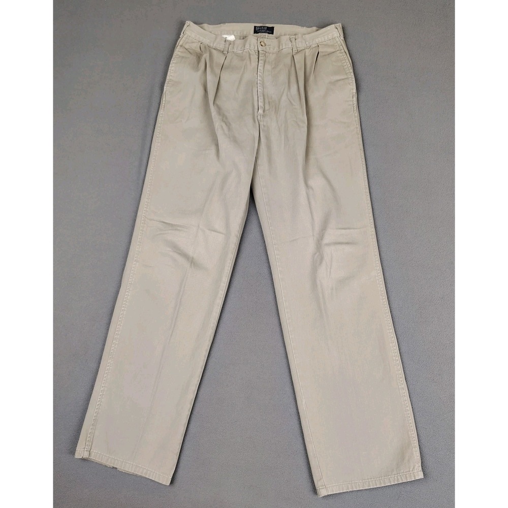 Vintage USA Polo Ralph Lauren Khaki Pants Men 33x32 Pleated Trouser Old Money
